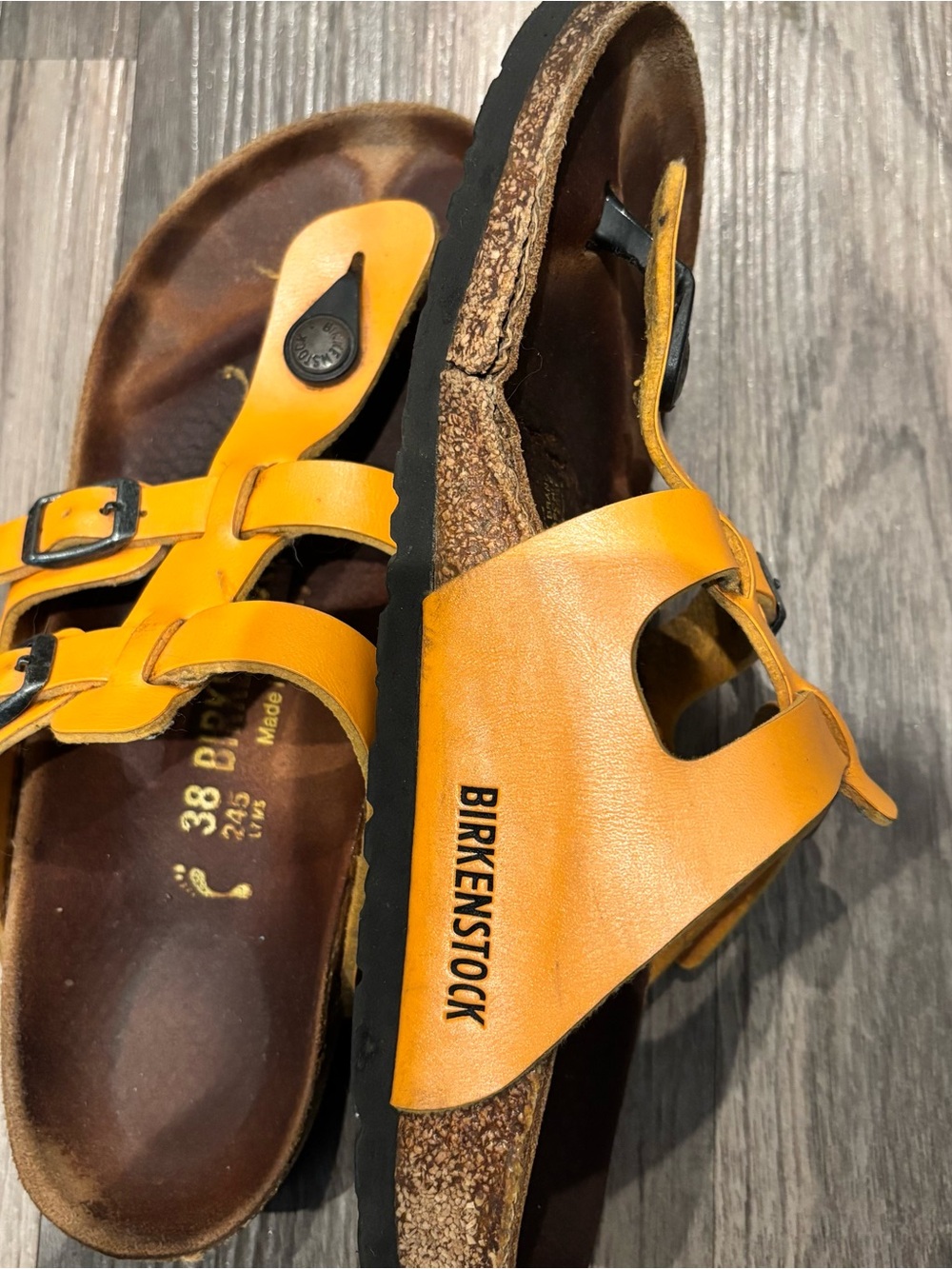 Birkenstock Size 8 (24.5cm) Orange Leather Sandals - Picture 5 of 6